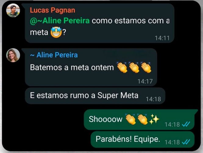 Depoimento Aline Pereira: batemos a meta ontem, rumo à Super Meta