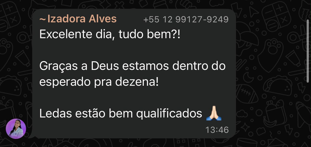 Depoimento Izadora Alves: leads bem qualificados, dentro do esperado